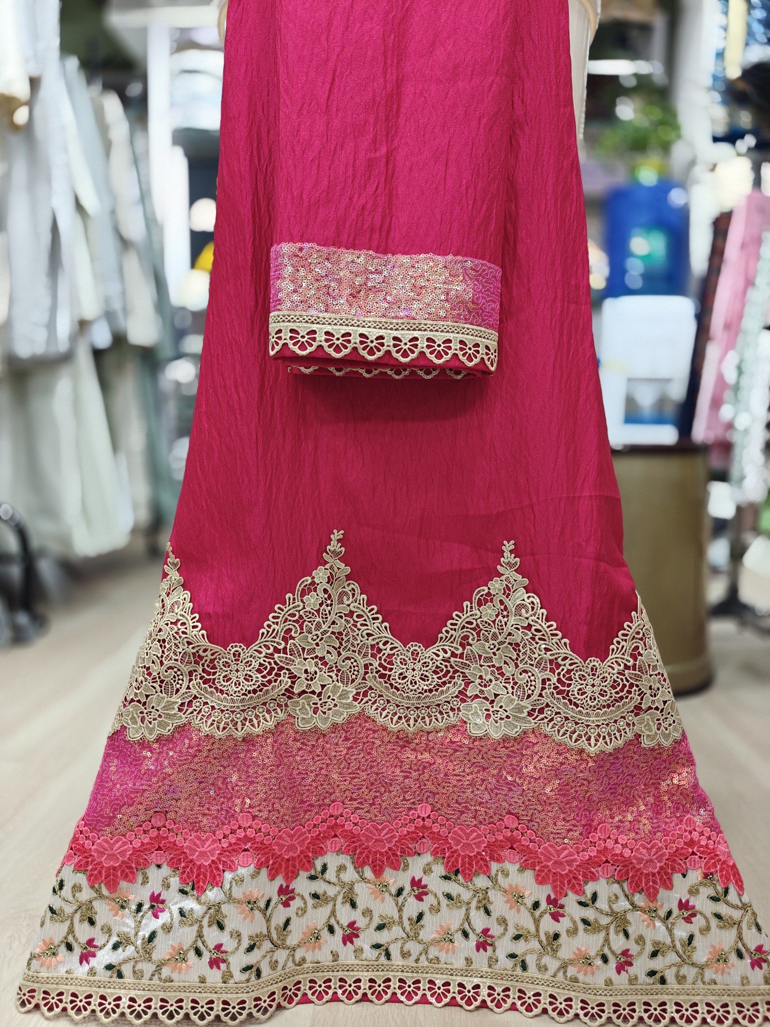  Pink Crush Fabric Partywear Rida